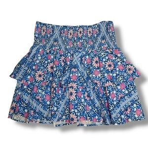 Vineyard Vines Women’s Bloom Scarf Smocked Skirt Jake Blue/Ocean Sky Size Large